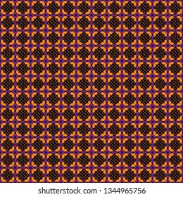 Geometric abstract pattern. Modern ornament with purple, black and orange elements. Seamless geometric vector pattern.