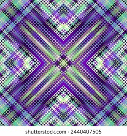 Geometric abstract pattern moire overlay style. Halftone style with small dots. Abstract seamless technology texture. Vector pattern