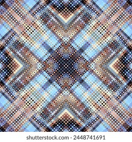 Geometric abstract pattern moire overlay style. Halftone style with small dots. Abstract seamless technology texture. Vector pattern