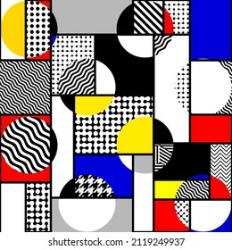 Geometric abstract pattern in patchwork style. Art seamless background.