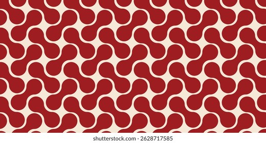 Geometric abstract pattern with red metaball shapes on pink background, vector illustration 