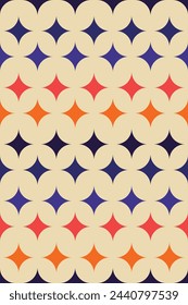 Geometric Abstract Pattern in Retro colors with ovals and triangles