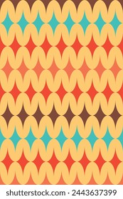 Geometric Abstract Pattern in Retro colors with ovals and triangles