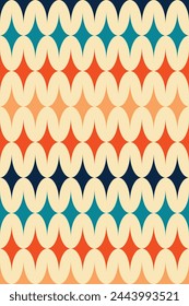 Geometric Abstract Pattern in Retro colors with ovals and triangles