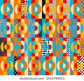 Geometric abstract pattern retro style. Seamless vector pattern.