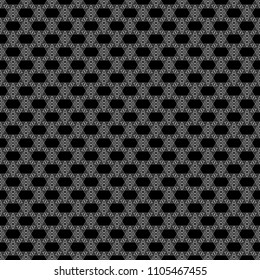 Geometric abstract pattern. Seamless sacred geometry background. Dark black and white texture. Graphic modern pattern. Vector.