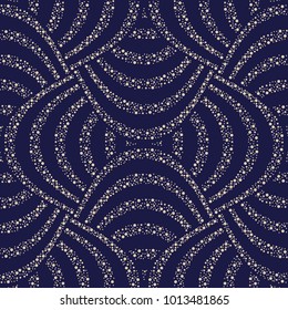 The geometric abstract pattern. Seamless vector background. Dark blue and gold texture. Graphic modern pattern