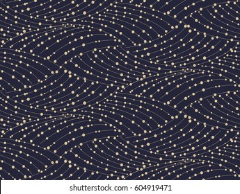 The geometric abstract pattern. Seamless vector background. Dark blue and gold texture. Graphic modern pattern