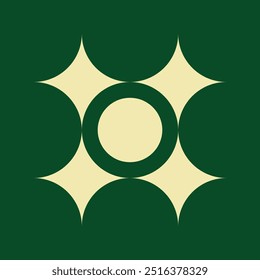 Geometric abstract pattern shapes with a combination of dark green and creamy yellow with a variety of unique and futuristic shapes suitable for backgrounds, wallpapers and so on