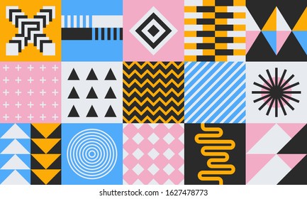 Geometric abstract pattern of shapes of different colors. Fashionable modern design in geometric style. Suitable for presentations, backgrounds, walls and web design. A popular free vector.