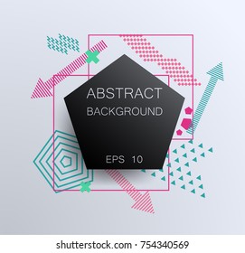 Geometric abstract pattern with sharp forms, colors triangles, circles, points, modern elements. Can be used on flyers, banners, web, design, cover, template, decorated, brochure. Vector illustration.