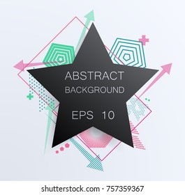Geometric abstract pattern with sharp forms, colors triangles, circles, points, modern elements. Can be used on flyers, banners, web, design, cover, template, decorated, brochure. Vector illustration.