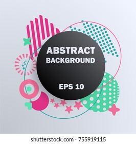 Geometric abstract pattern with soft forms, colors: triangles, circles, points, modern elements. Can be used on flyers, banners, web, design, cover, template, decorated, brochure. Vector illustration.