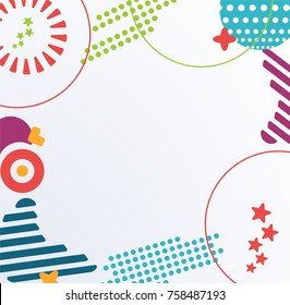 Geometric abstract pattern with soft forms, colors: triangles, circles, points, modern elements. Can be used on flyers, banners, web, design, cover, template, decorated, brochure. Vector illustration.