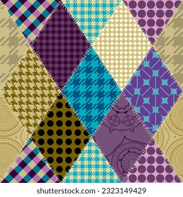 Geometric abstract pattern. Textile patchwork plaid style. Seamless vector pattern.