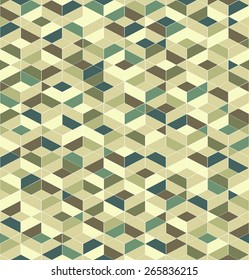 Geometric abstract pattern of triangles and rhombuses. Seamless vector background. Colored ornament.