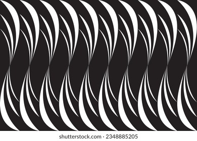 Geometric of abstract pattern vector. Design wave white on black background. Design print for illustration, textile, texture, wallpaper, background. Set 1