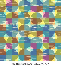 Geometric abstract pattern. Geometric vintage risograph style. Vector image.