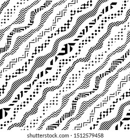 Geometric abstract pattern with wavy lines. Seamless vector image.
