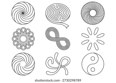 Vetor de padrões e símbolos geométricos abstratos