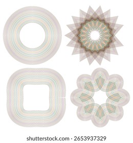 Geometric abstract patterns. Symmetric shape collection. Intricate Vector designs. Decorative element set.