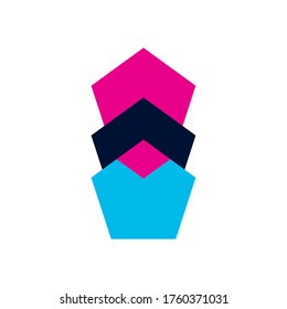 geometric and abstract pentagons flat style icon design, shape and figure theme Vector illustration