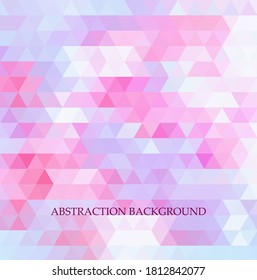 Geometric abstract pink and blue background with triangular shapes.
