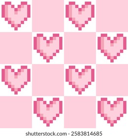 Geometric abstract pixel heart pattern. Perfect for poster, banner, paper, card. Vintage love vector illustration.


