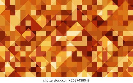 Geometric Abstract Pixelated Pattern in Earthy Tones: Dynamic Blend of Brown, Gold, and Orange for Modern Designs and Artistic Backgrounds, Seamless Vector