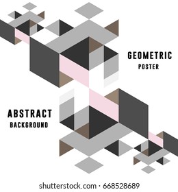 Geometrisches abstraktes Poster, Cover-Design-Vorlage, isometrischer dynamischer Vektorgrafik-Hintergrund für Flyer, Präsentationen oder Jahresberichte