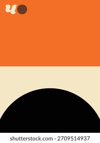 Póster Abstractas geométrico, diseño minimalista en naranja, crema y negro, ilustraciones gráficas audaces con Elementos simétricos, impresión de geometría Abstractas.