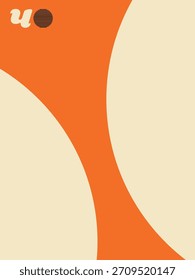 Geometric Abstract Poster, Minimalist Design in Orange, Cream, and Black, Bold Graphic Artwork with Symmetrical Elements, Abstract Geometry Print.