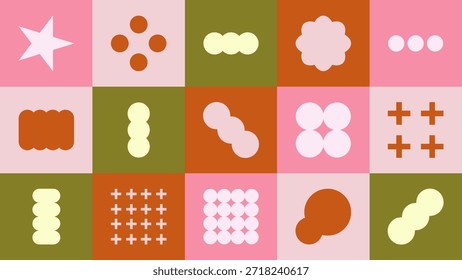 Conjunto de póster abstracto geométrico con formas simples en negrita. Composiciones gráficas contemporáneas adecuadas para el arte mural, las impresiones y el diseño digital.