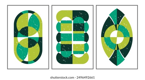 Geometric abstract poster set design. Retro classic poster. Vector poster illustration.