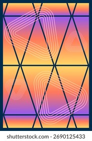 Painel de gradiente triangular da grelha do cartaz abstrato geométrico e linhas de via arredondadas