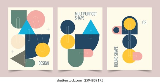 Geometric Abstract Posters, A modern vector background perfect for posters, flyers, banners, geometric shapes. Abstract. Set of vector illustration