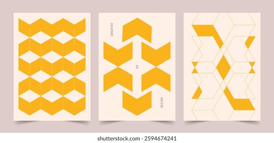 Geometric Abstract Posters, geometric shapes. Abstract. Set of vector illustration, Abstract posters,  abstract composition with geometric shapes