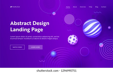 Geometric Abstract Purple Gradient Landing Page Background. Minimal Futuristic Backdrop with Violet Neon Light. Virtual Art Element Concept for Website or Web Page Flat Vector Cartoon Illustration