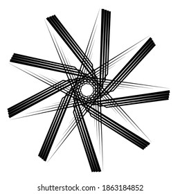 Geometric Abstract radial graphic element. Circular volute, helix. Abstract geometric spiral, swirl and twirl