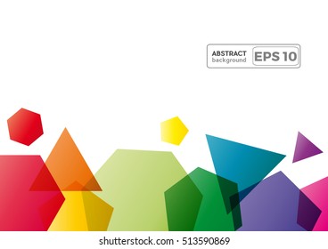 Geometric abstract rainbow polygons, vector background