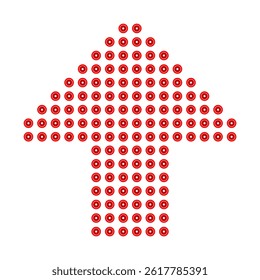 Geometric Abstract Red Up Arrow Icon or Symbol Made of Concentric Circles, Stylized Vector Illustration Isolated on White Background, Ideal EPS Design for Infographics or Direction