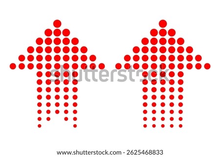 Geometric Abstract Red Up Arrow Icon or Symbol Made of Concentric Circles, Stylized Vector Illustration Isolated on White Background, Ideal EPS Design for Infographics or Direction