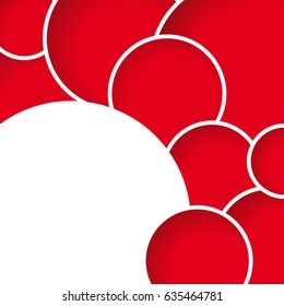 Geometric abstract red circles, vector background