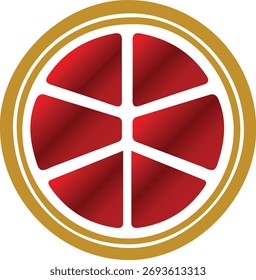 Diseño geométrico Abstractas del logotipo del círculo rojo y oro con seis segmentos
