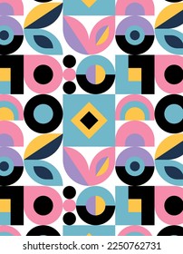 Patrón retro geométrico abstracto al estilo Bauhaus. Cubierta geométrica.