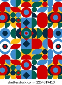 Patrón retro geométrico abstracto al estilo Bauhaus.