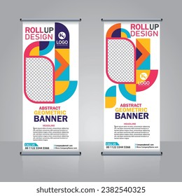 Geometrisches abstraktes Roll-Up-Banner-Design mit geometrischen Formen