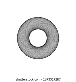 Geometric Abstract Rosette. Circle of lines. Black and white graphics