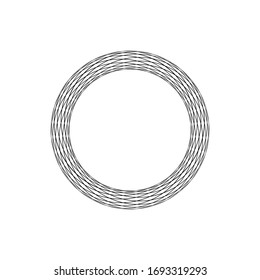 Geometric Abstract Rosette. Circle of lines. Black and white graphics