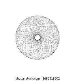 Geometric Abstract Rosette. Circle of lines. Black and white graphics